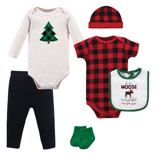 slide 1 of 1, Hudson Baby Infant Boy Cotton Layette Set, Moose Wonderful Time 0-3 Months - Moose Wonderful Time