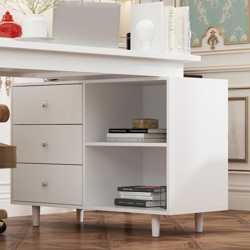 L-Shaped Computer Desk Storage Cabinet Large Executive Office Desk