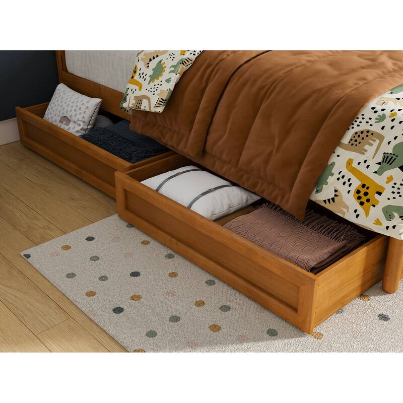 Twin-Full Mid-Century Modern Under Bed Storage Drawers - Light Toffee