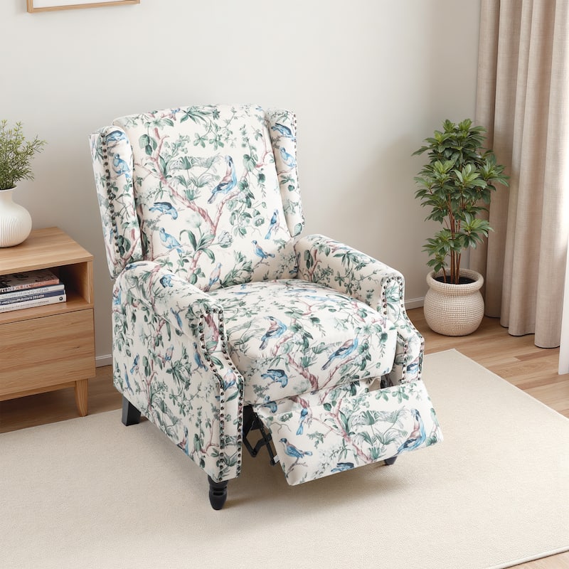 UIXE Roderich Farmhouse Floral Print Push Back Recliner Chair