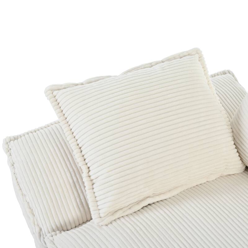 Corduroy Fabric Sofa with 2 Throw Pillows, Upholstered 2-Seater for Living Room