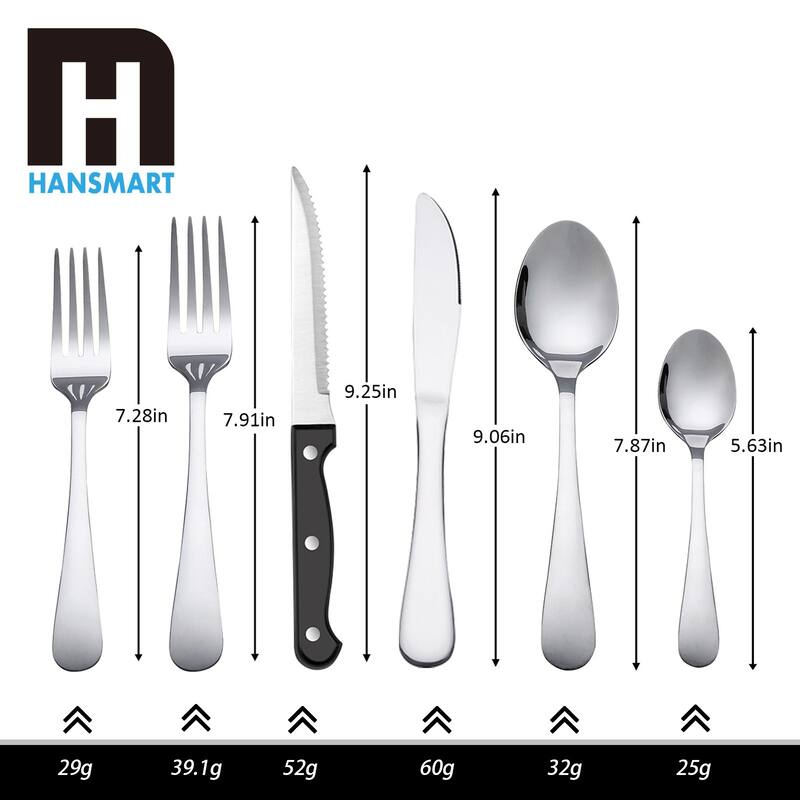 48 Pieces Flatware Set With Steak Knives Stainless Steel Service For 8