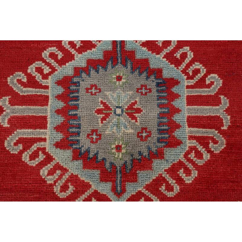 Traditional Red Geometric Kazak Oriental Area Rug Handmade Wool Carpet - 8'1" x 10'0"