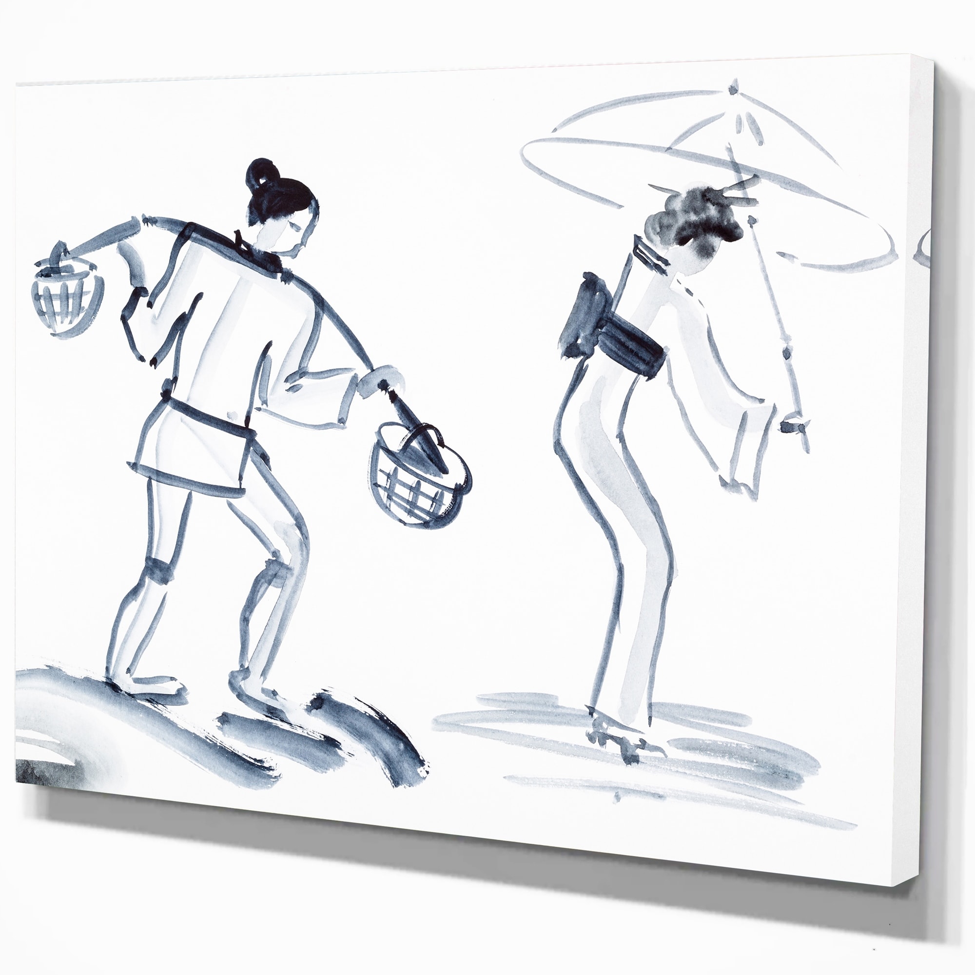 Designart Japanese Woman with Umbrella Glamour Canvas Print Wall Art-image