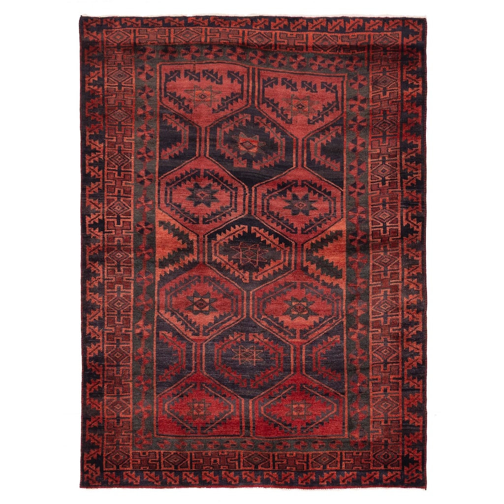 ECARPETGALLERY Hand-knotted Melis Vintage Red Wool Rug - 5'1 x 6'11