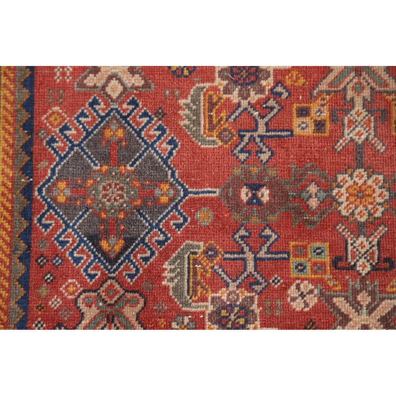 Vegetable Dye Shiraz Kashkoli Persian Antique Rug Handmade Wool Carpet - 3'5"x 5'0"
