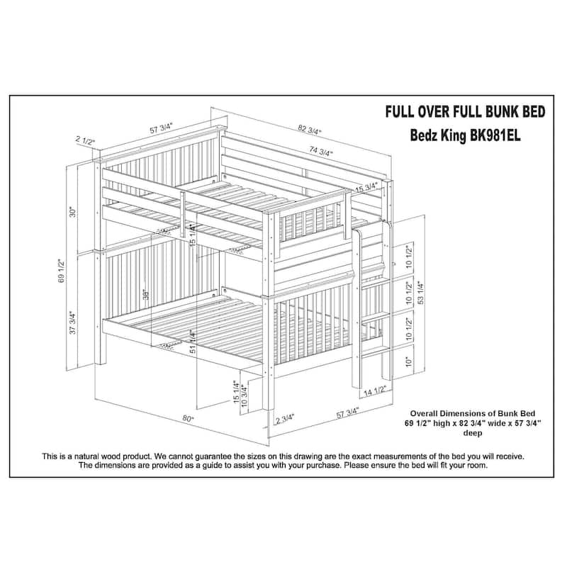 Taylor & Olive Trillium Full over Full Bunk Bed with End Ladder