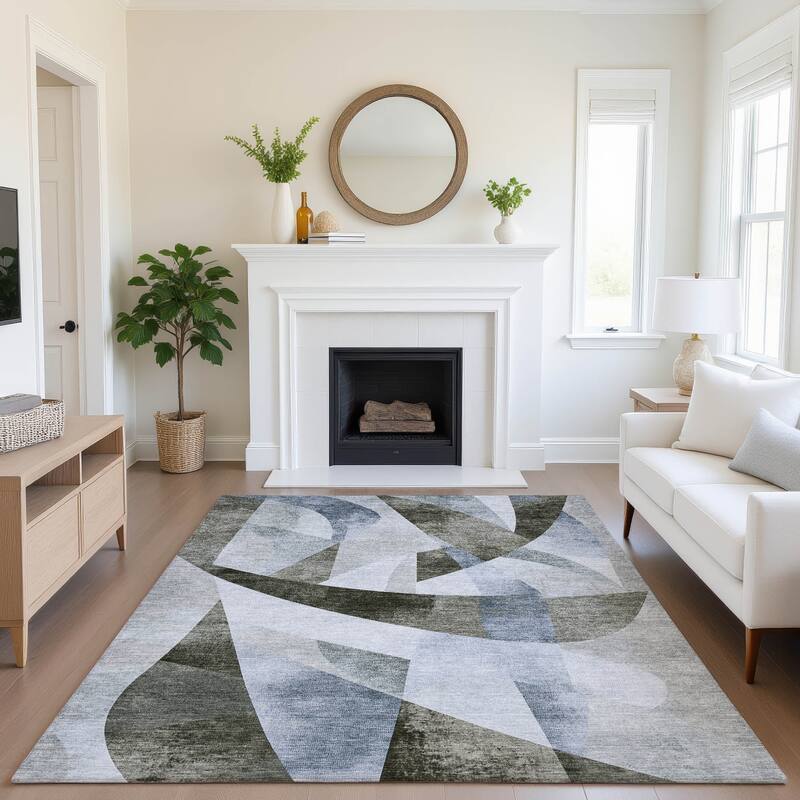 Premium Washable Super Soft Abstract Contemporary Mayfield Rug - 3' x 5' - Taupe