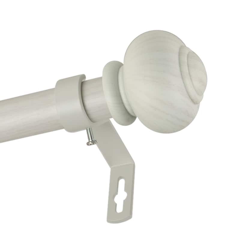 InStyleDesign Coiled 1 inch Faux Wood Curtain Rod - 28 to 48 inches - Pearl White