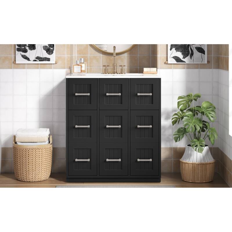 Roomfitters 30" Bathroom Vanity with Undermount Sink, Painted Storage Cabinet with Sliding Bins & Tilt-Down Compartment