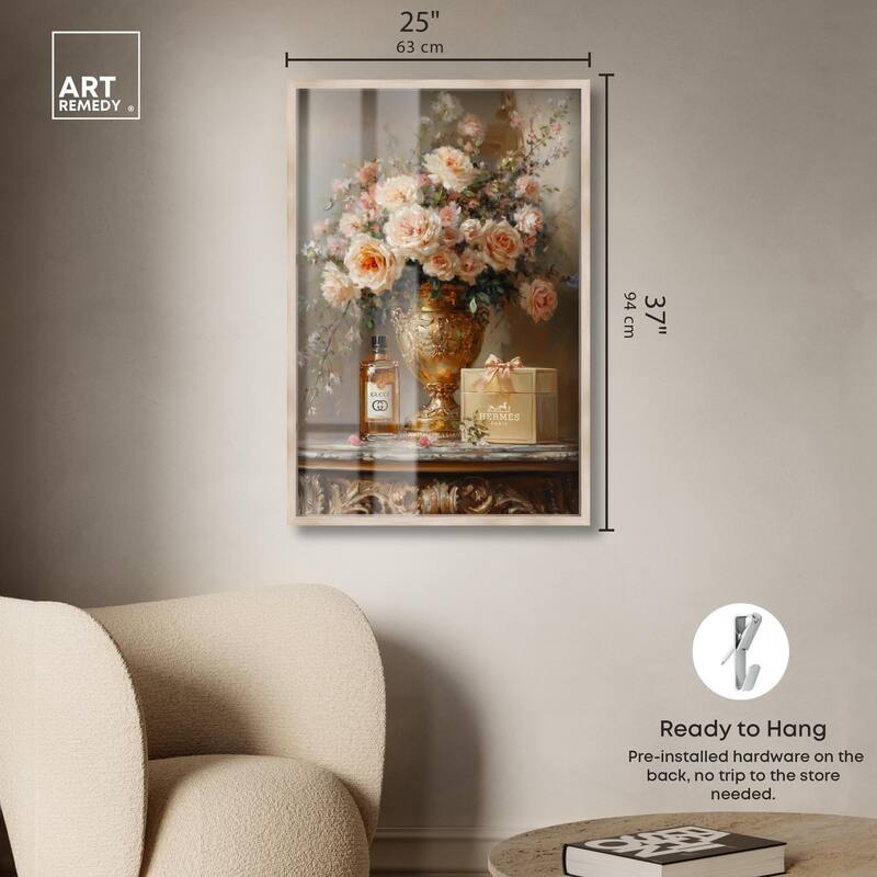 Classical Vase Tans and Floral Shadowbox by Art Remedy
