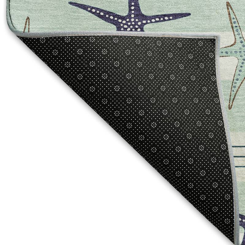 Premium Washable Super Soft Starfish Coastal Stripes Mayfield Rug