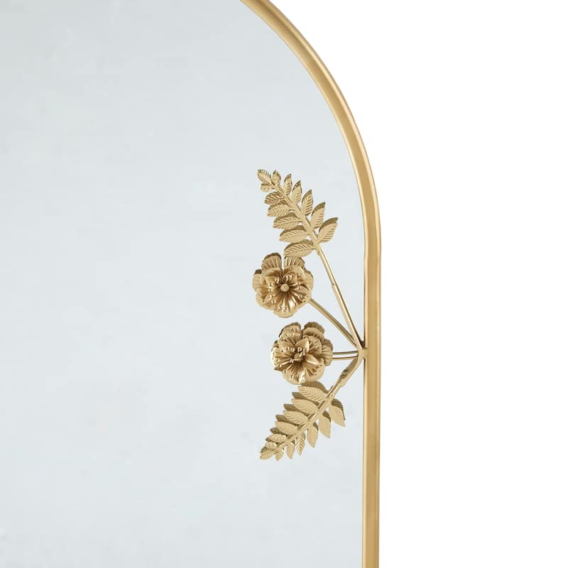Madison Park Adaline Gold Arched Metal Floral Wall Mirror - 29.75"H - Gold