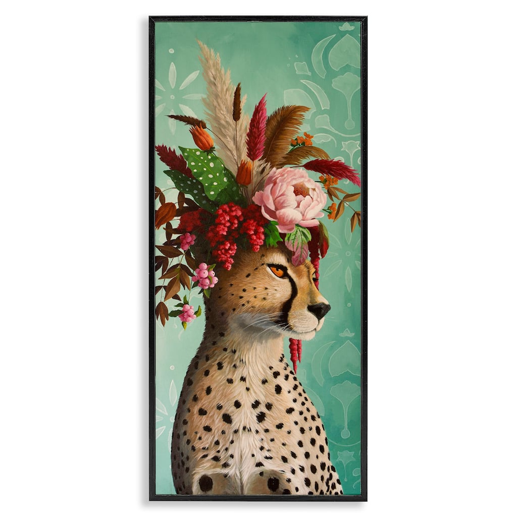Stupell Elegant Leopard with Flower Arrangement Framed Giclee Art Design By Heather Gauthier