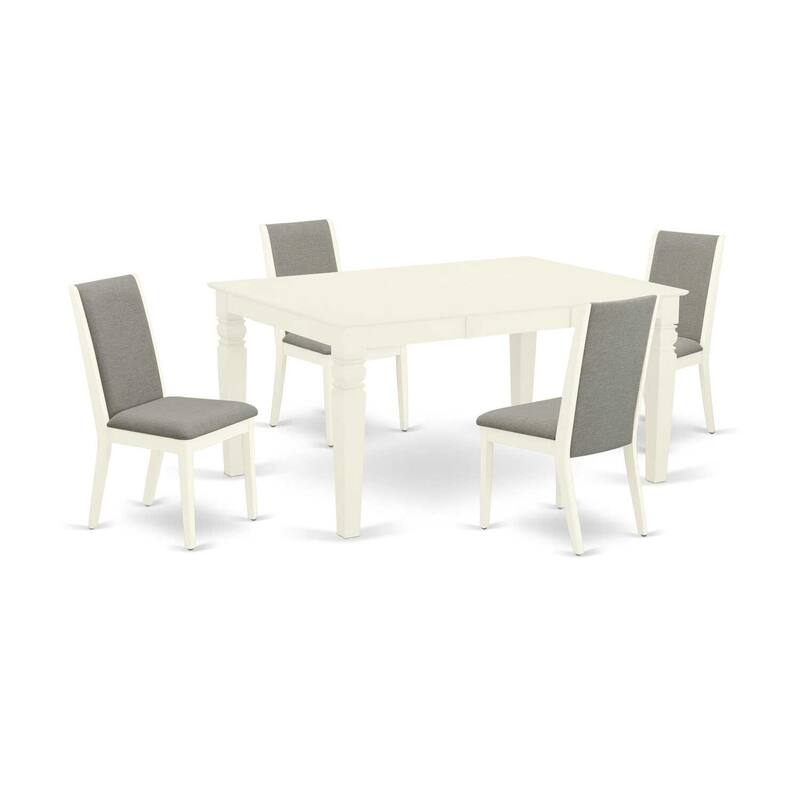 HomeStock 5-Piece Rectangle Buttermilk & Cherry Finish Solid Wood Top Dining table with 4 Chairs with Butterfly Leaf