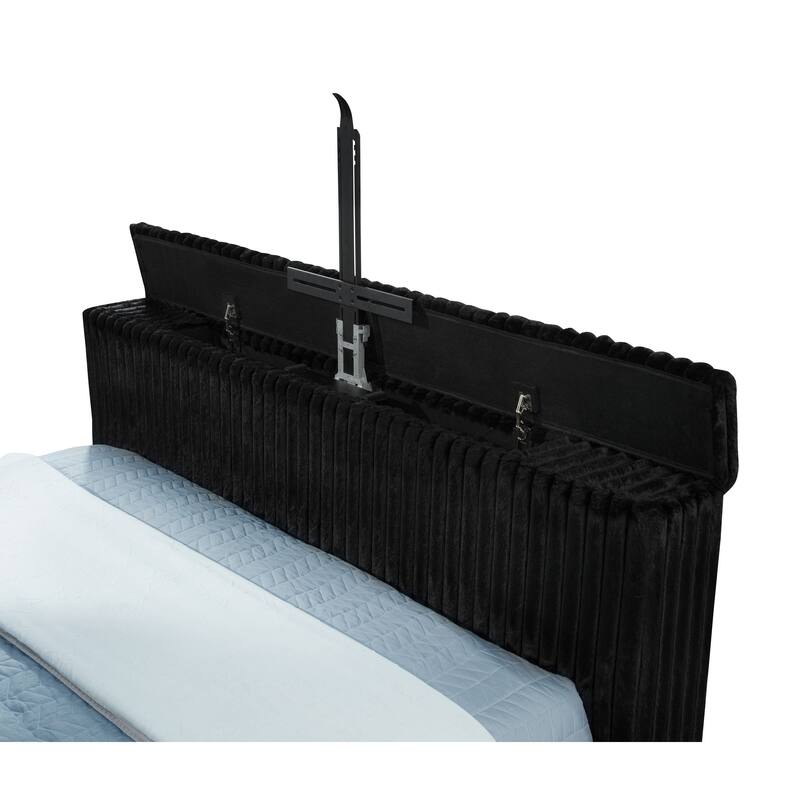 Centergrove Upholstered Wingback TV Bed Black