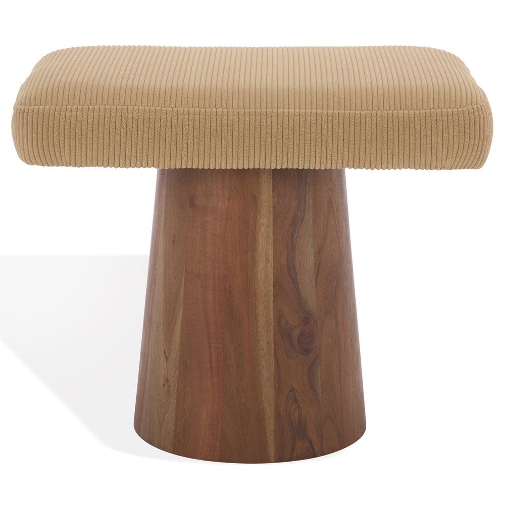 SAFAVIEH Couture Bennato Wood Base Ottoman