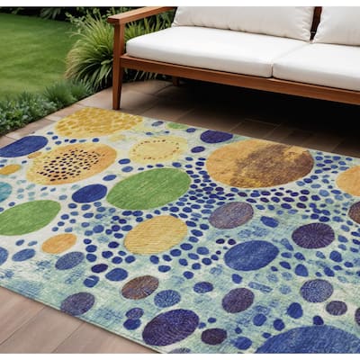 HomeRoots Geometric Transitional Rectangle Outdoor Rug