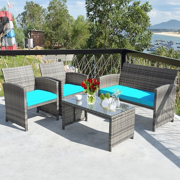 Costway outdoor patio rattan on sale wicker furniture set