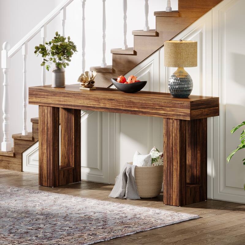 63-inch Wood Narrow Console Sofa Hallway Accent Table for Entryway