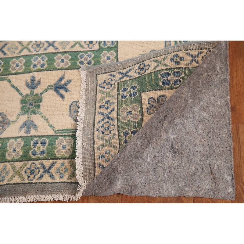 Gray Geometric Kazak Oriental Rug Living Room Handmade Wool Carpet - 9'10"x 13'1"