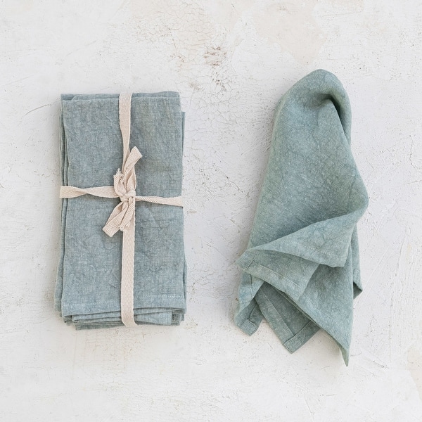 Stonewashed Linen Dinner Napkins - Mint