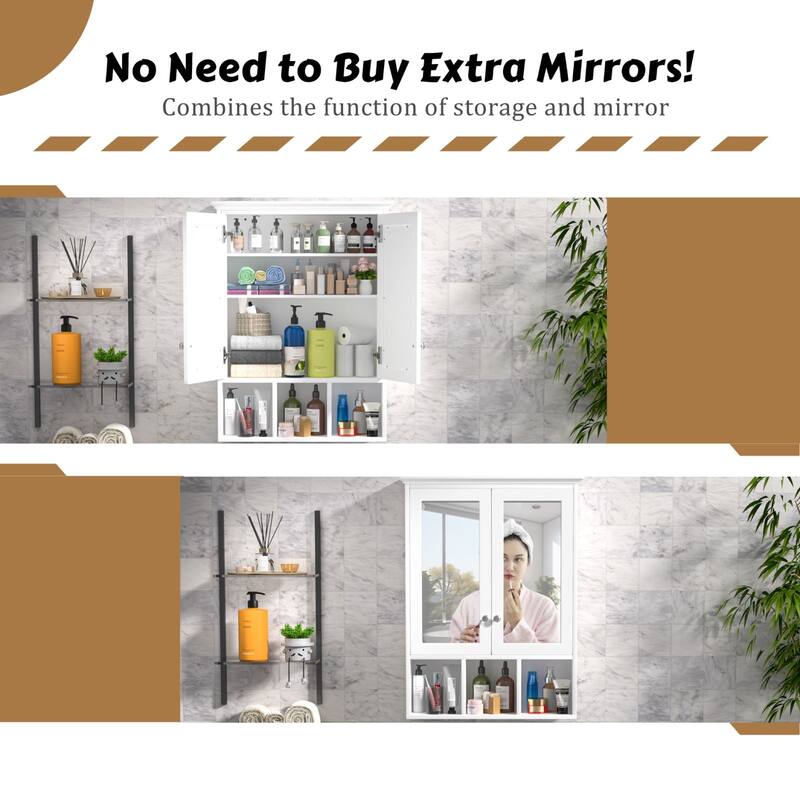 VEIKOUS Oversized Bathroom Medicine Cabinet Wall Mounted Storage with Mirrors