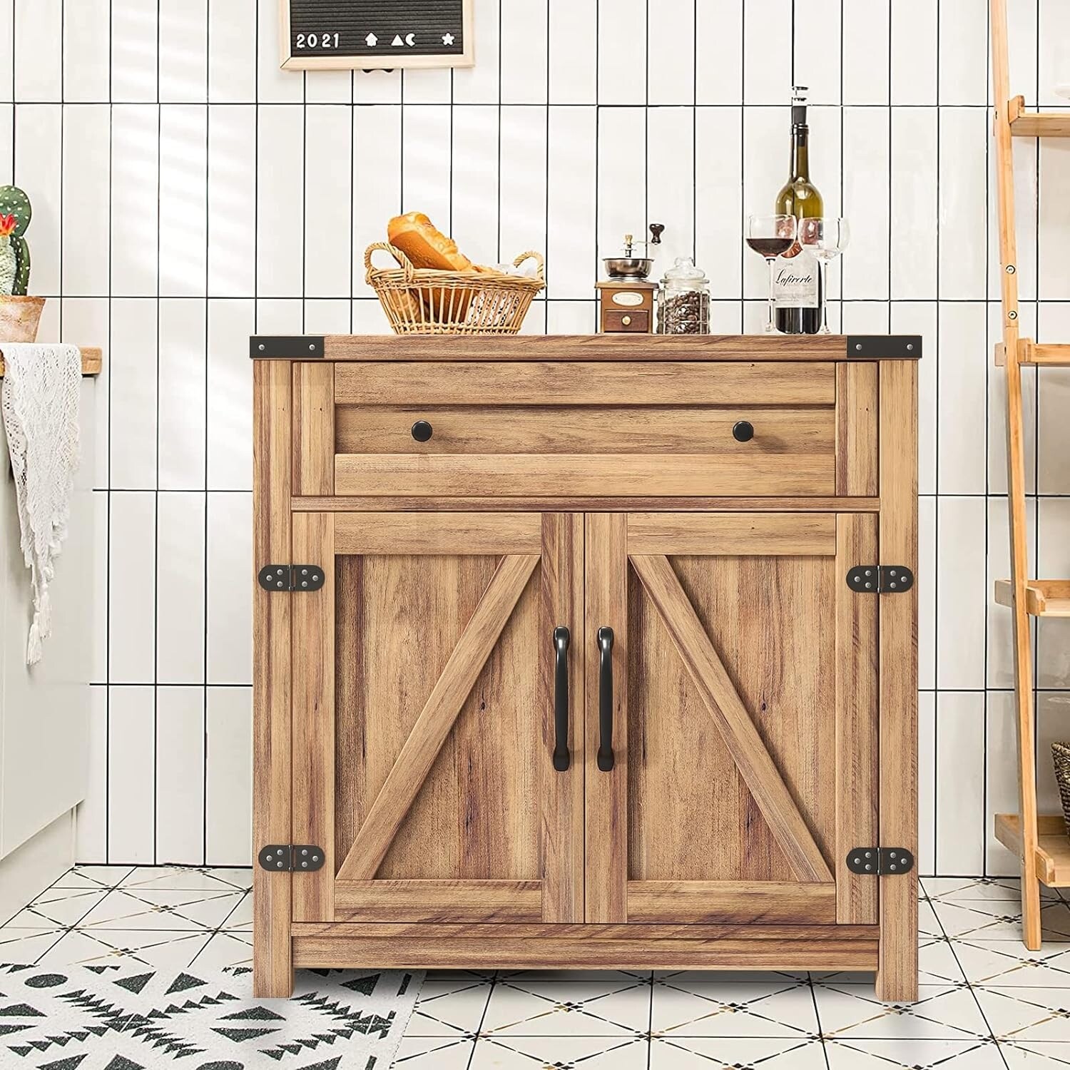 WESOME 30 inch Industrial Wood Buffet Sideboard Farmhouse Cabinet