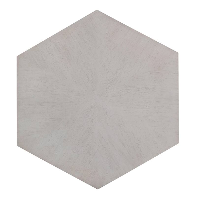 HomeRoots 50" Gray Wood Hexagon Distressed Block Coffee Table - 50.00 in. x 17.00 in. x 43.00 in.