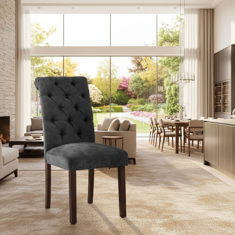 RENEWLINE Tufted Parsons Dining Side Chairs ,Upholstered Fabric Dining Chairs Kitchen Chairs with Padded Seat(Set Of 2)
