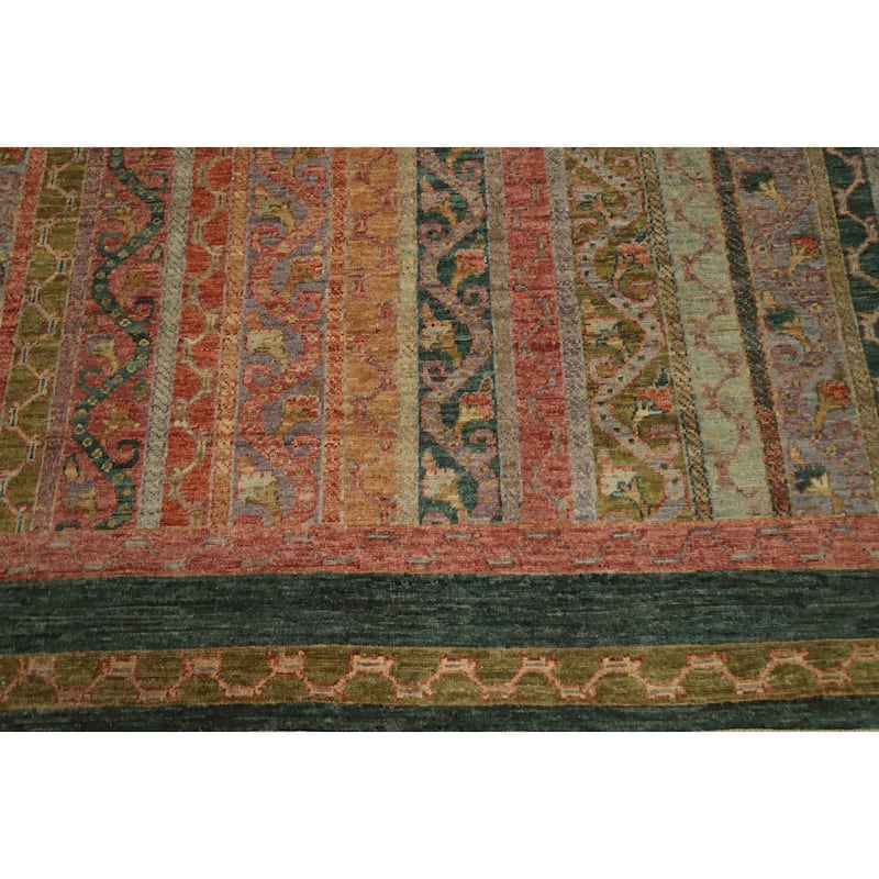 Hand Knotted Oriental 100% Wool Carpet Traditional Geometric Multi-Colored Ziegler Area Rug - 9' 10'' X 7' 10''