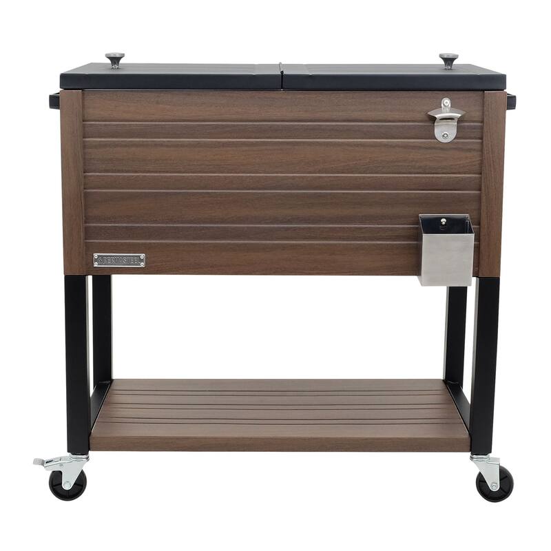 Permasteel 80 Qt. Rustic Furniture Style Patio Cooler - Brown