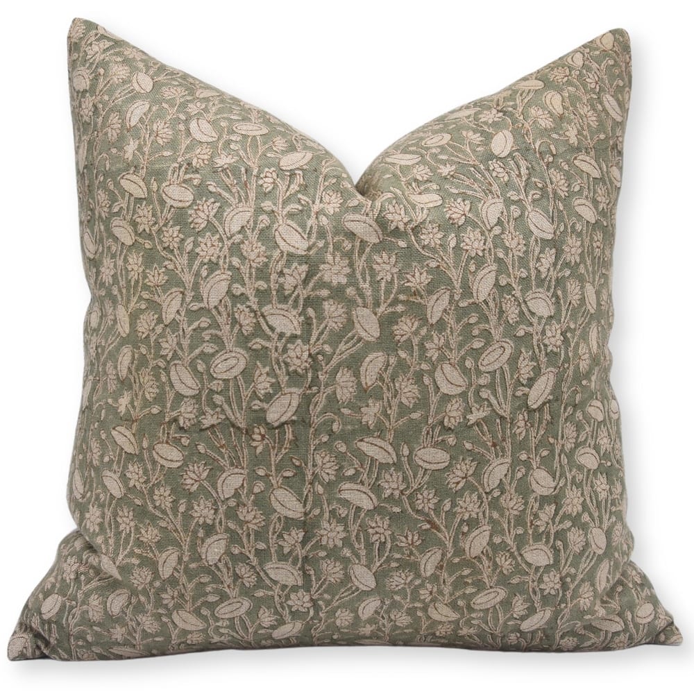 Linen Bohemian Block print pillow Cover - Pishta
