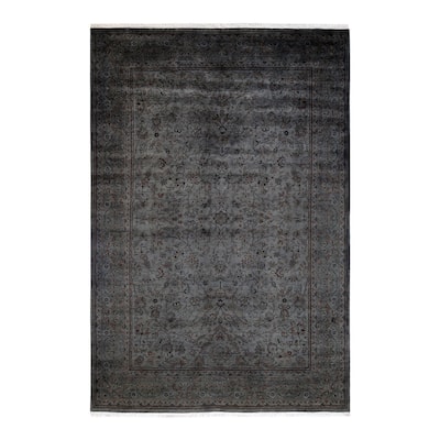 Overton Hand Knotted Wool Vintage Inspired Modern Contemporary Overdyed Gray Area Rug - 6' 3" x 9' 3"