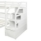 preview thumbnail 25 of 29, Cottage Concise Style Twin over Full Loft Bed with Storage Staircase,Solid Wood Versatile Bed with Full-Length Guardrail
