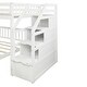 preview thumbnail 12 of 33, Elegant Twin over Full Loft Bed with Staircase, Ladder with 3 Storage Grids, Sturdy Construction & Safety Guaranteed, White