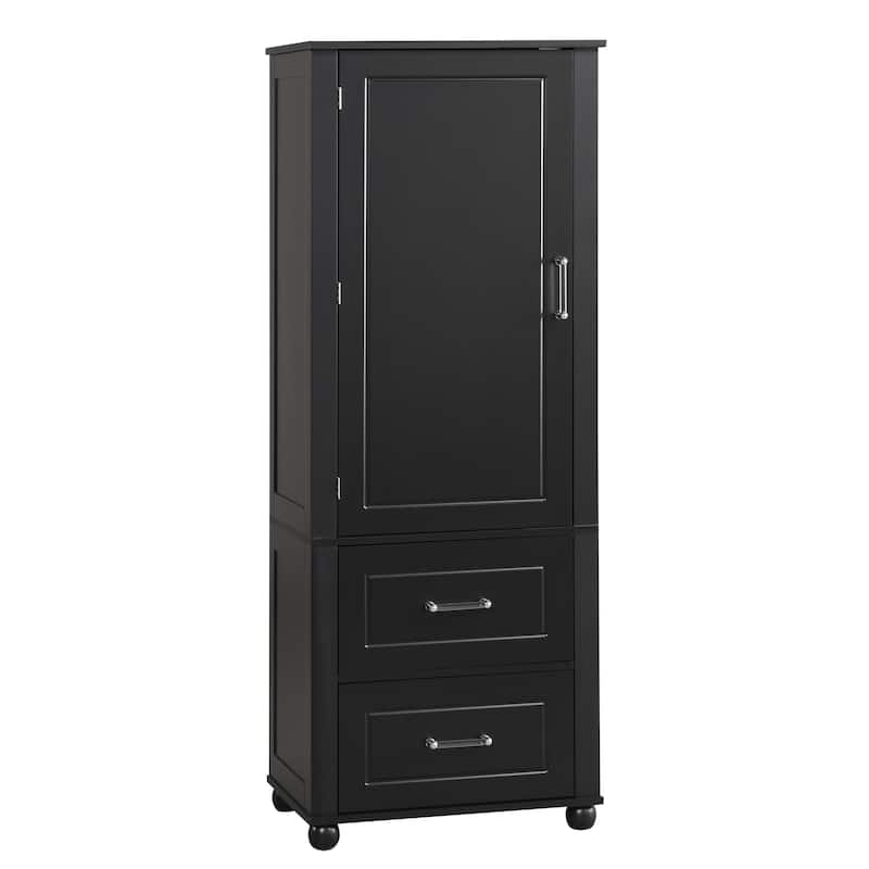 Roomfitters Tall Bathroom Cabinet with 2 Drawers and Adjustable Shelf Freestanding Painted MDF Structure