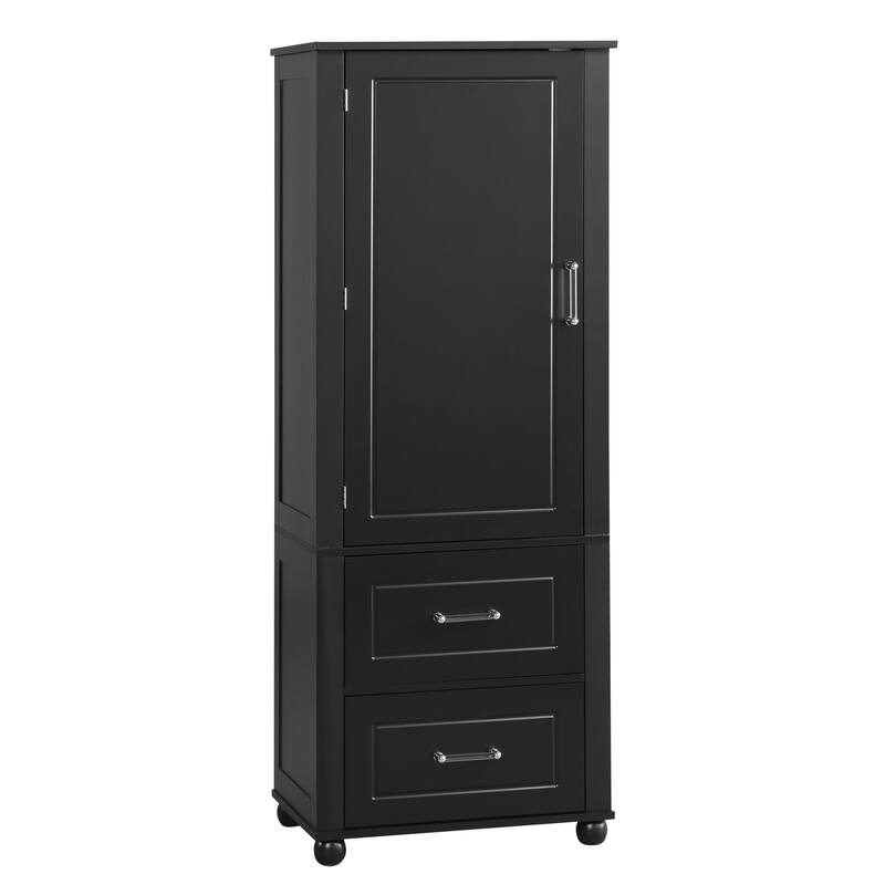 Tall Bathroom Storage Cabinet, Freestanding Storage Cabinet With Two Drawers And Adjustable Shelf, Mdf Board With Painted Finish