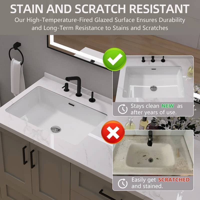 23 5/8" Vessel Sink Rectrangle Undermount Bathroom Sink With Overflow (2 Pack) - 24"Rectrangle Undermount Bathroom Sink(2 Pack)