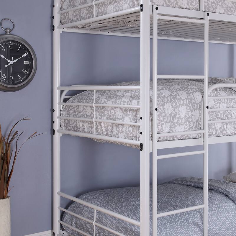 Zord Transitional Twin Metal Triple Bunk Bed with Slatted Guardrails by Furniture of America