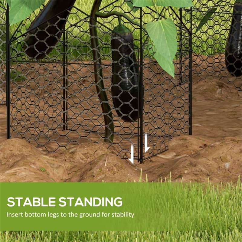 4 Black Steel Wire Garden Crop Cages Fence Panel for Protect Vegetables from Wildlife - 11.75" W x 11.75" D x 13.75"