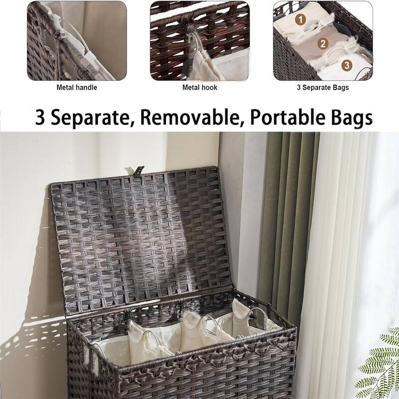 Laundry Hamper with Wheels Lid - 25.98"L x 15.75"W x 28.54"H