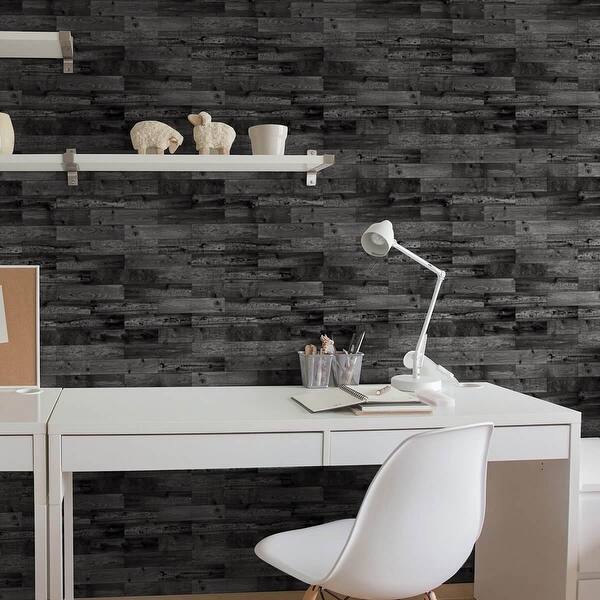 Black Wood Texture Peel and Stick Removable Wallpaper 8479
