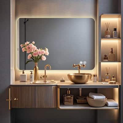 Rectangular Backlit Mirror Bathroom with LED strips, 24"x36"