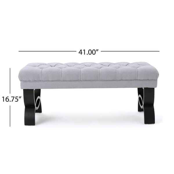 dimension image slide 6 of 10, Scarlette Tufted Fabric Ottoman Bench by Christopher Knight Home - 41.00" L x 17.25" W x 16.75" H