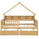 preview thumbnail 11 of 10, Full Size Wood House Platform Beds with LED, Storage Shelves, Drawers and Guardrail