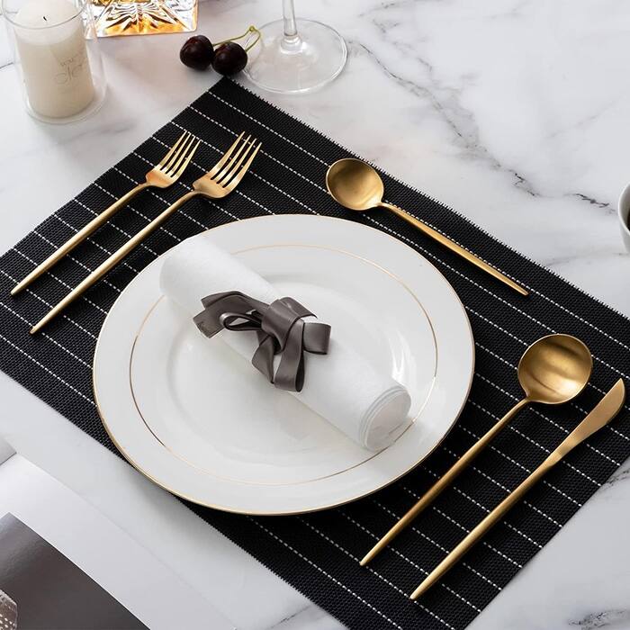 Silverware Set,30Piece Stainless Steel Satin Finish Flatware Set Bed