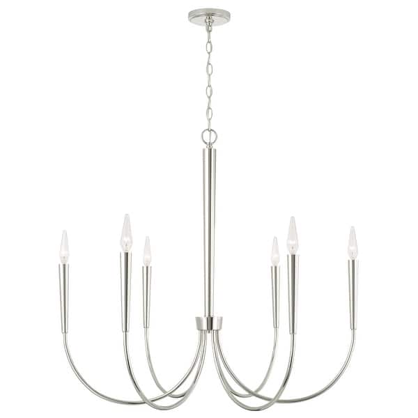 slide 2 of 4, Holden 6-light Medium Chandelier Polished Nickel