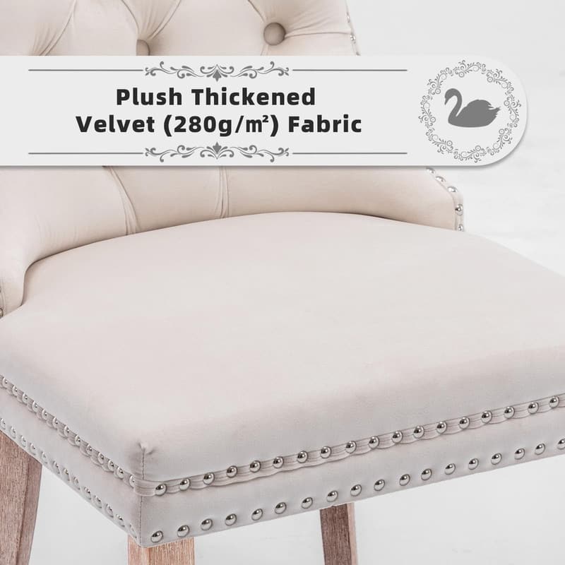 Tufted Naliheads Solid Wood Upholstered Dining Chairs (Set of 4)