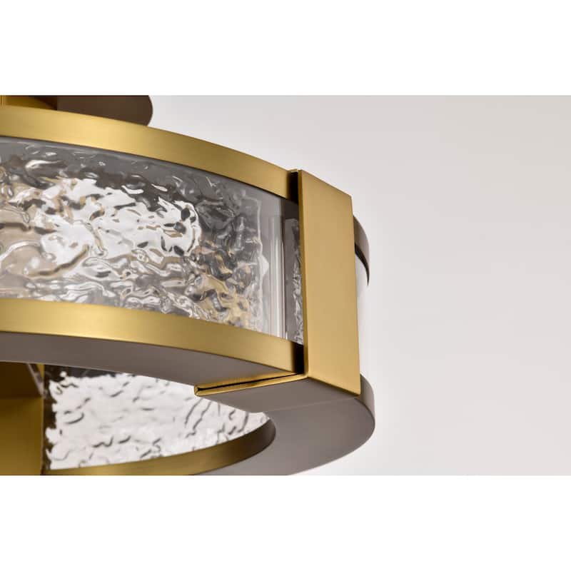 Darrow - 13 Inch LED Semi Flush - Vintage Brass - Acrylic Panels - Vintage Brass